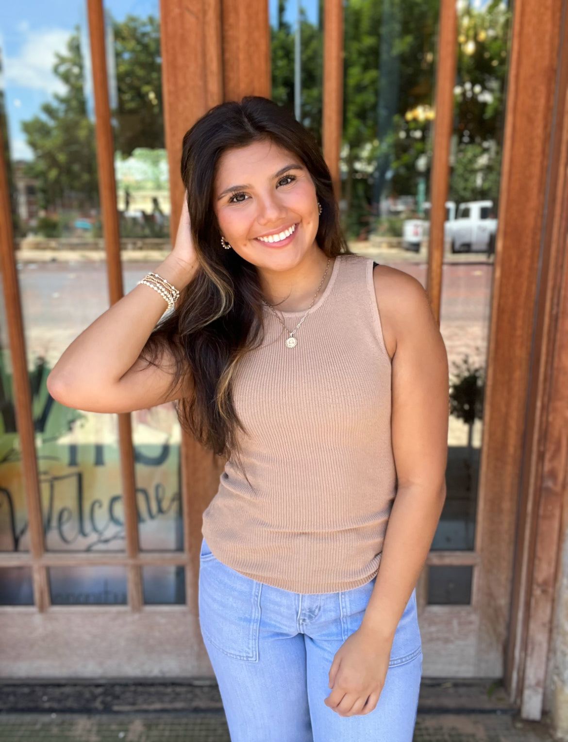 Tops | Tank Top Dark Taupe Ribbed Knit