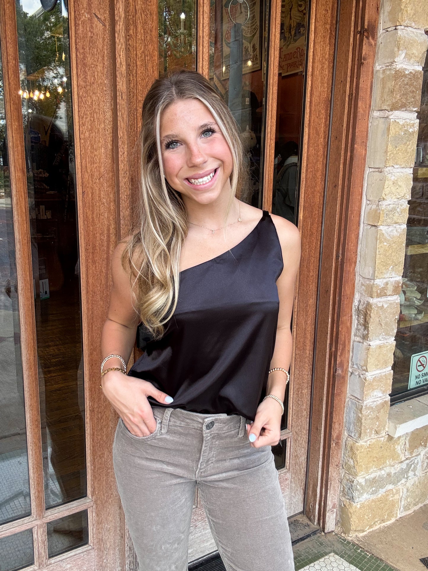 Tops | Blouse Satin One Shoulder Tank