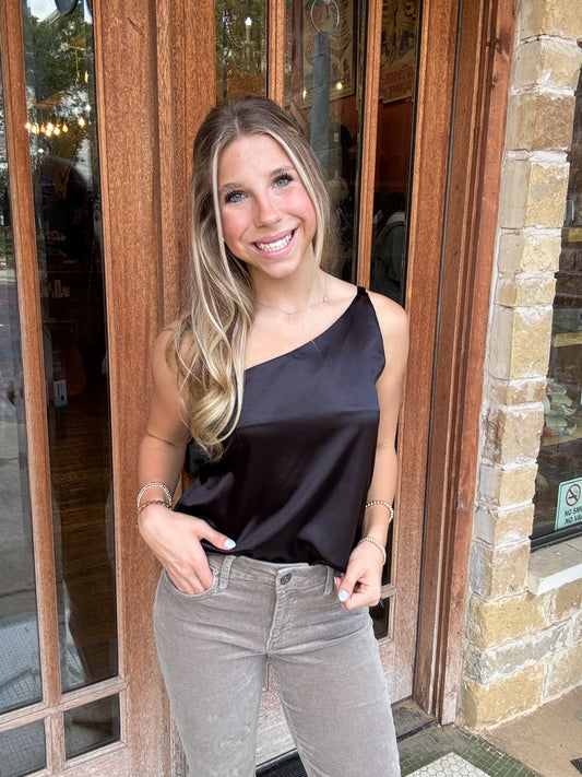 Tops | Blouse Satin One Shoulder Tank