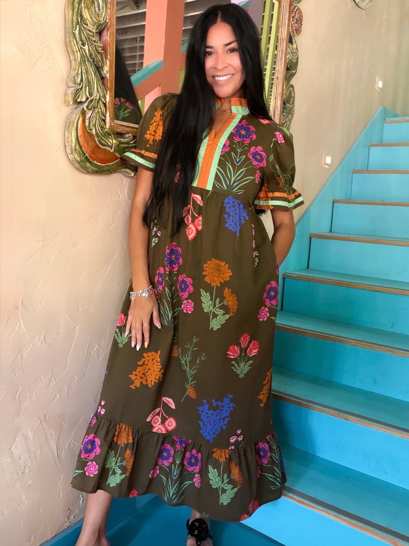 Dress - Jodifl Brown Wildflower Maxi