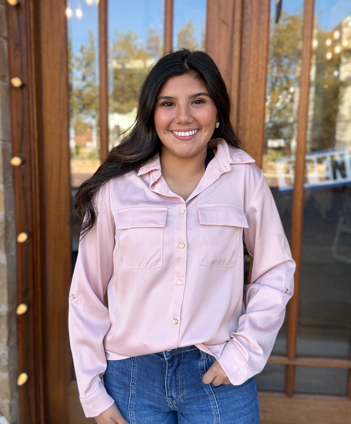 Long Sleeve Collared Blouse