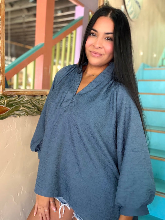 Blouse - Textured Slate Breeze
