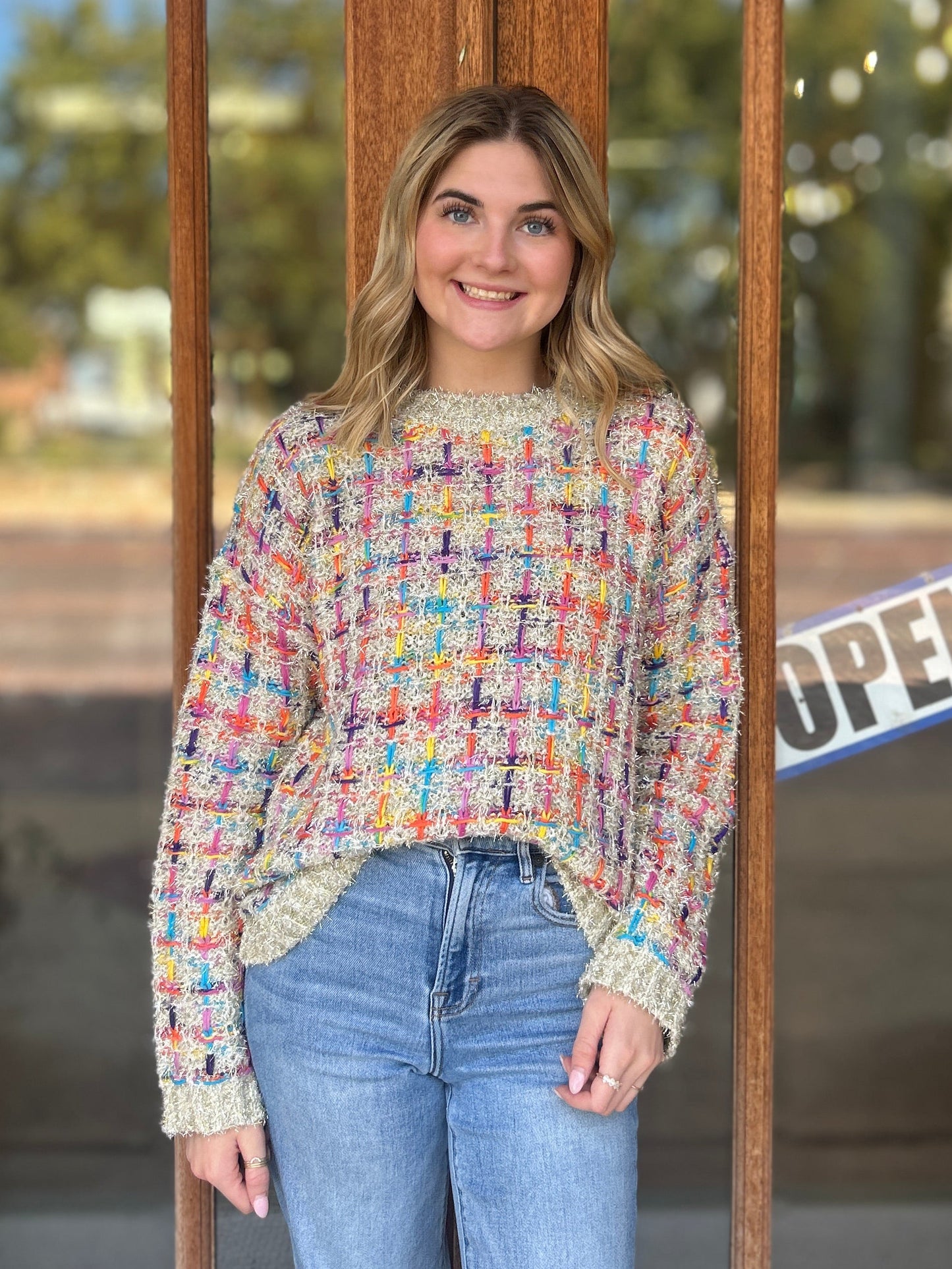 Tops | Sweater Mallard Multi Tweed Pullover Cream