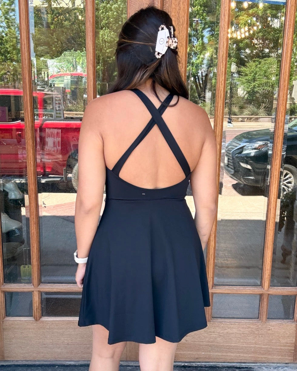 Romper Dress - Halter Neckline Crisscross
