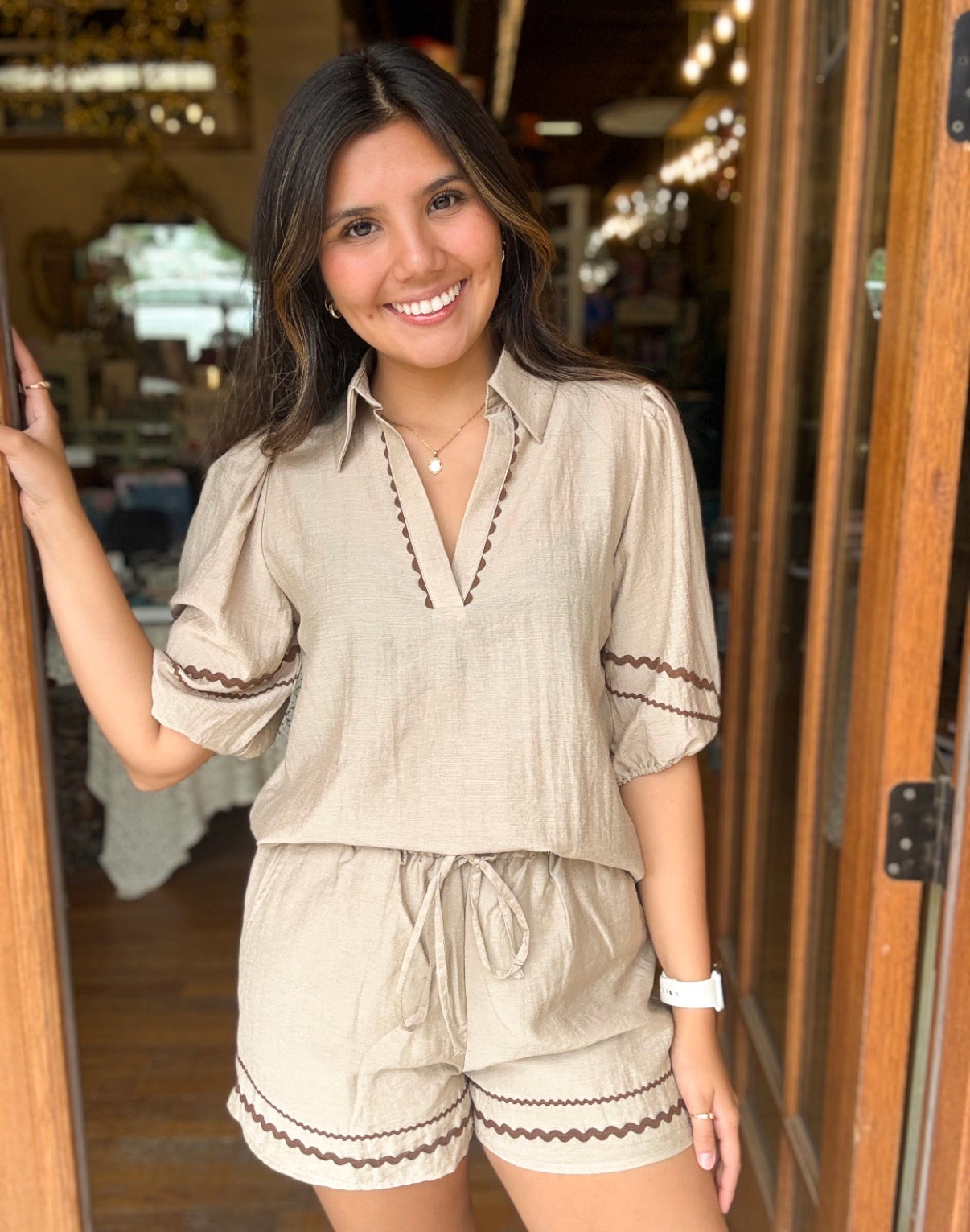 Set - Scallop Trim Puff Sleeve