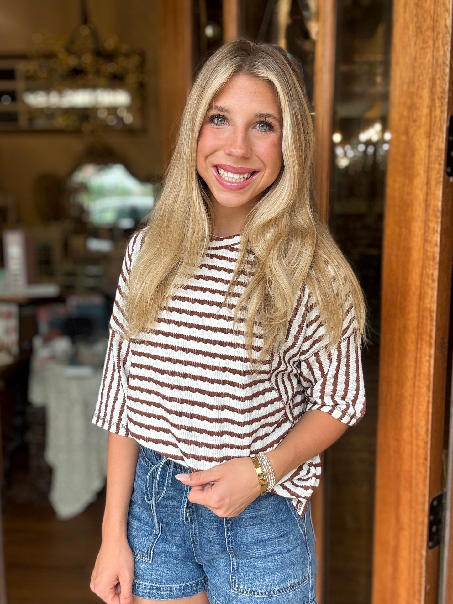 Top - Mocha Stripe Relaxed Knit