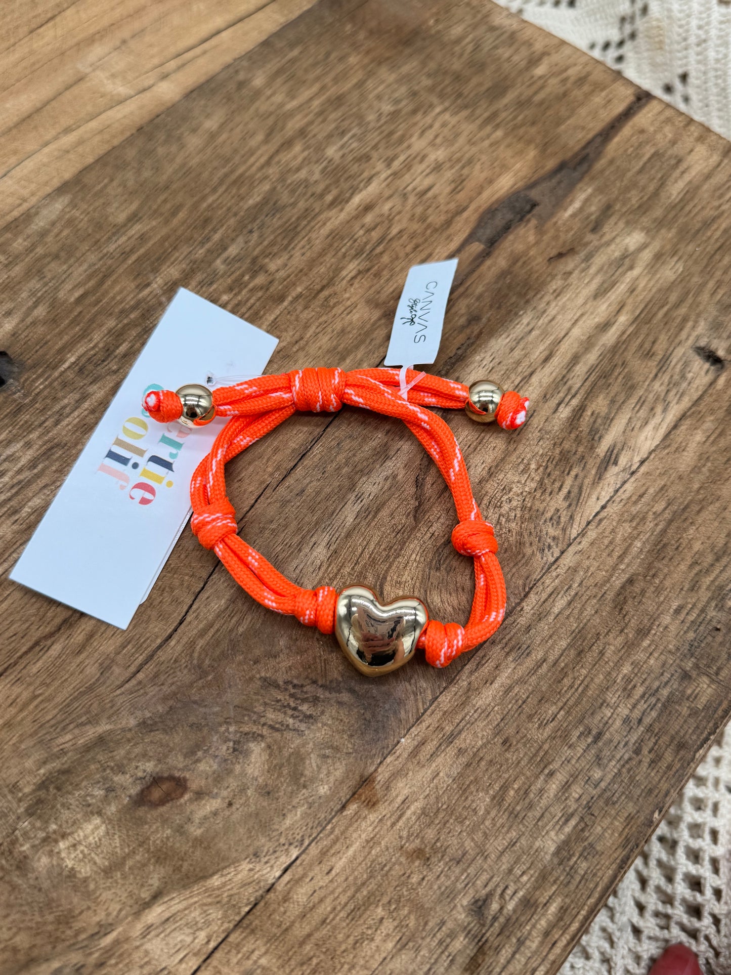 Jewelry | Bracelet Orange Paracord with Heart Charm