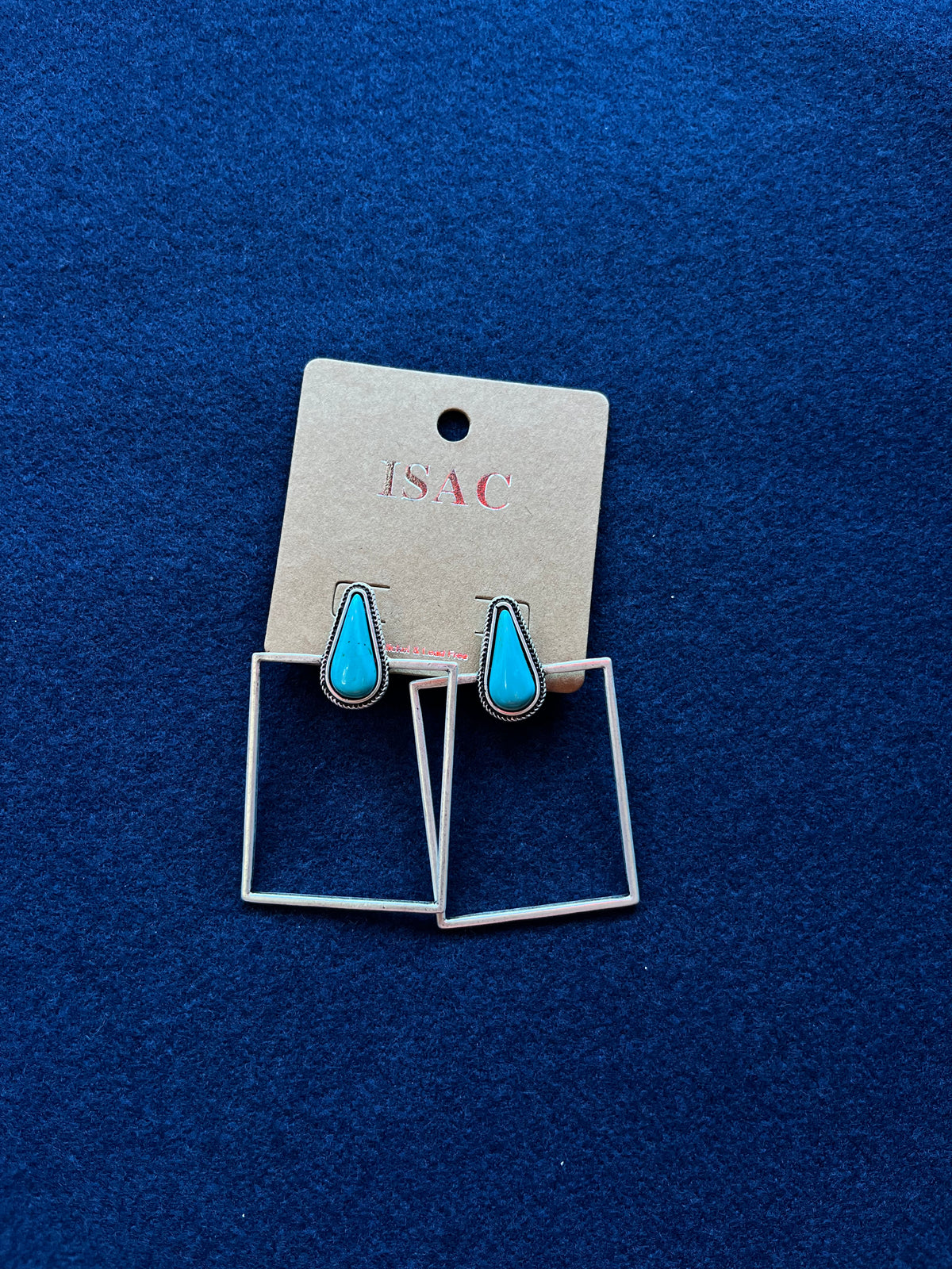 Earrings | Turquoise Stud Drop Rectangle Earrings