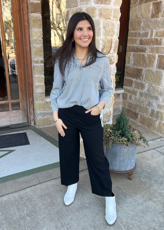Bottoms | Thin Her Pull On Wide Leg Crop Pant
