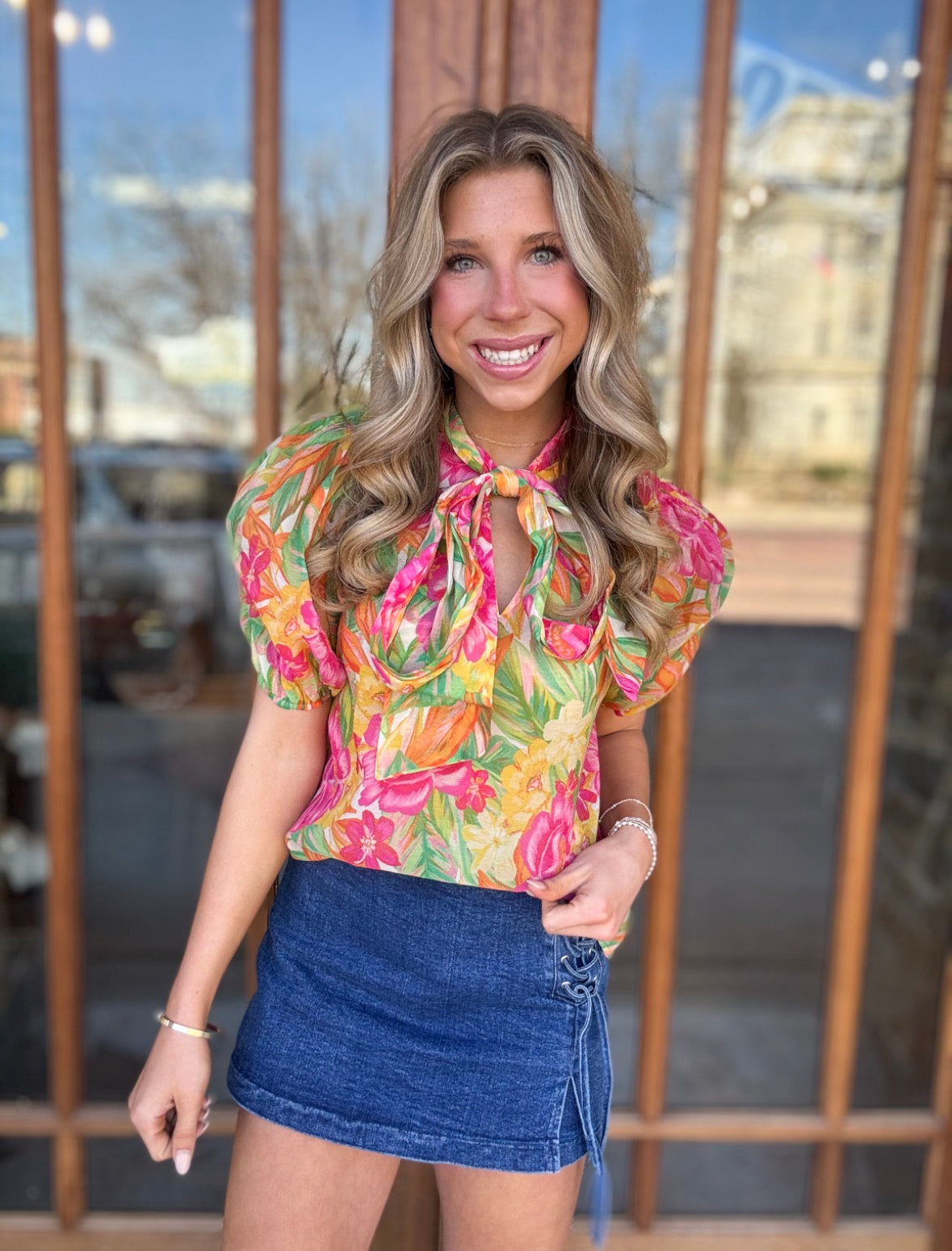 Blouse - Island Bloom Bow