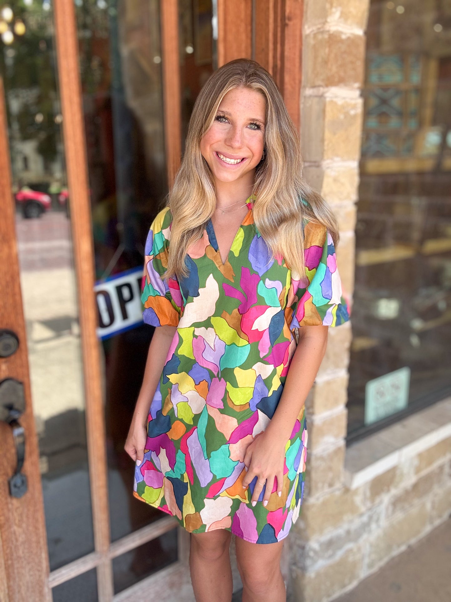 Dresses  | THML Dress Puff Sleeve Multi Color