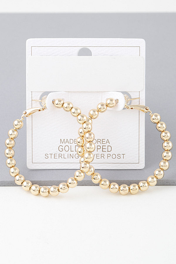 Jewelry | Earrings Gold Shiny Beaded Hoops