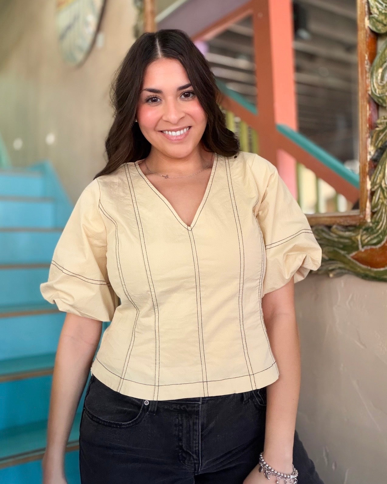 Butter Stitch Bubble Blouse