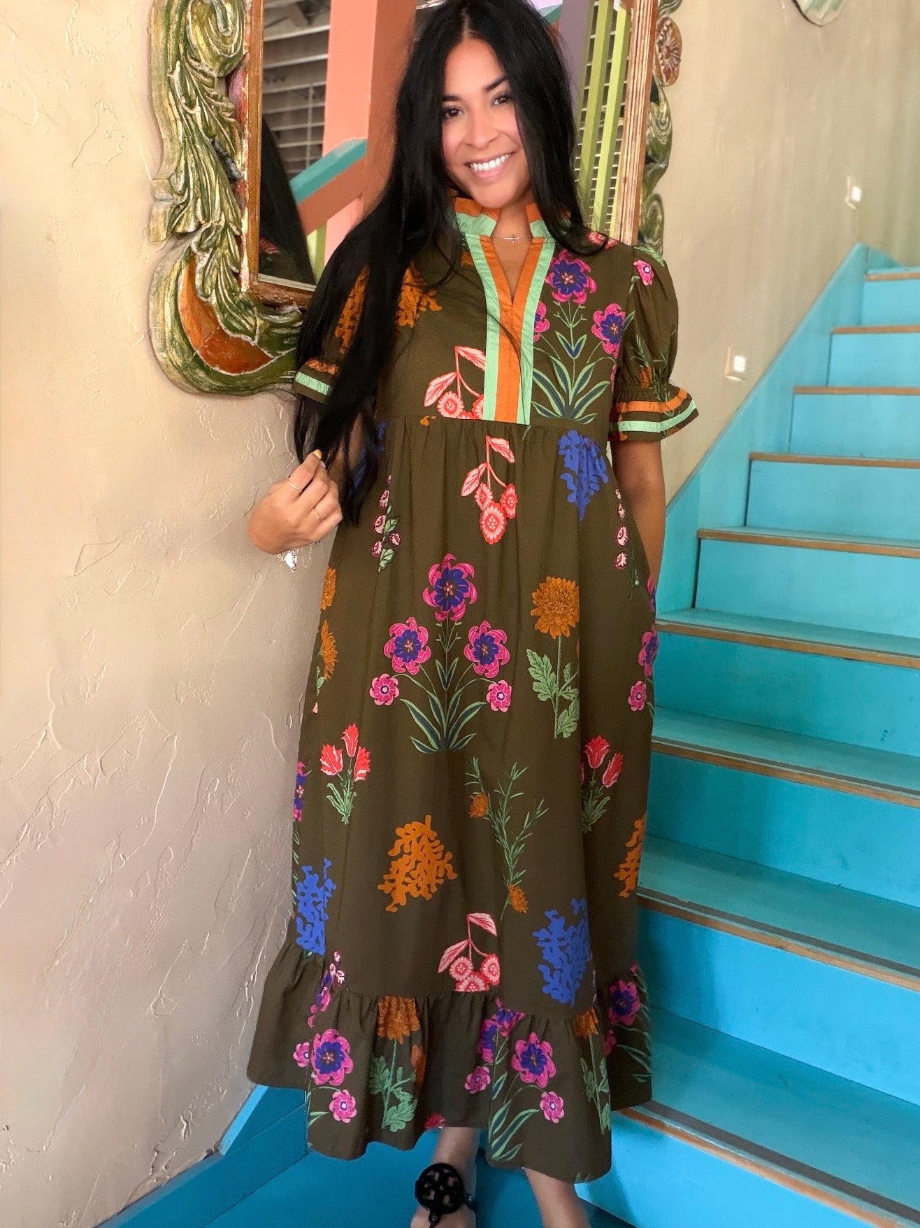 Dress - Jodifl Brown Wildflower Maxi