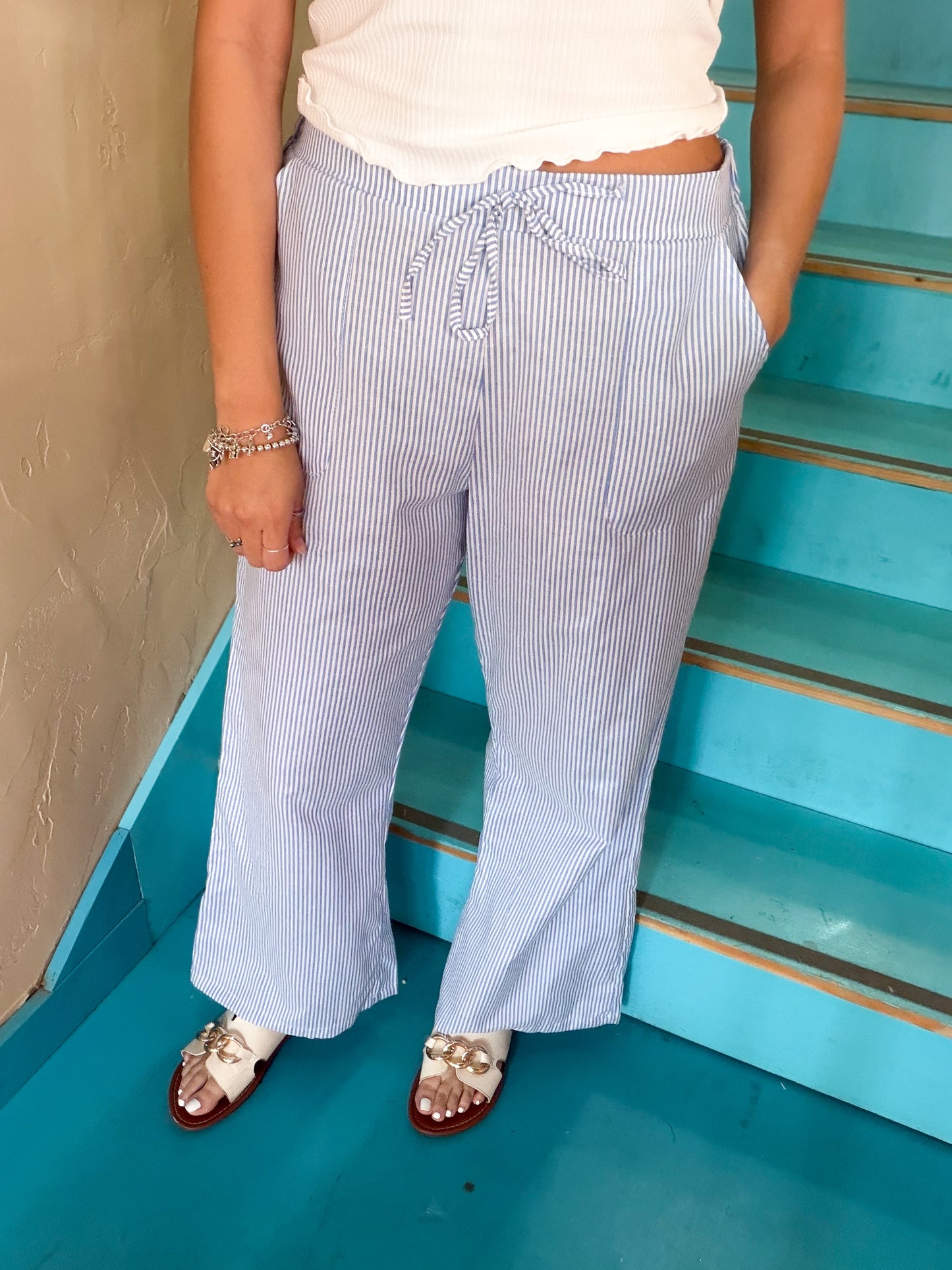 Trousers - Sky Blue Striped