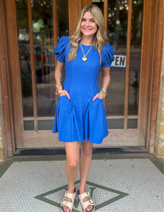 Dress | Mini Royal Blue Drop Waist
