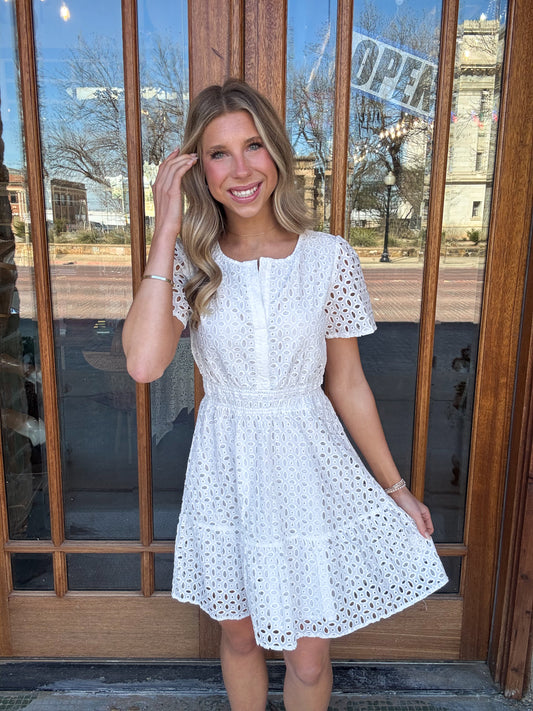 Ivory Ruffle Lace Dress