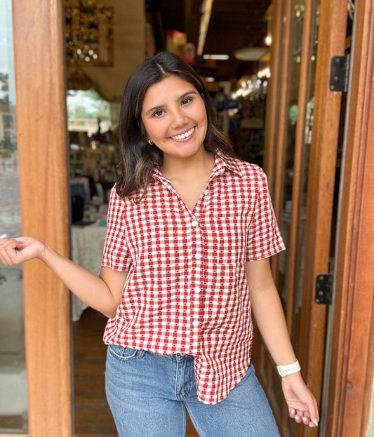 Blouse - Gingham Button Down