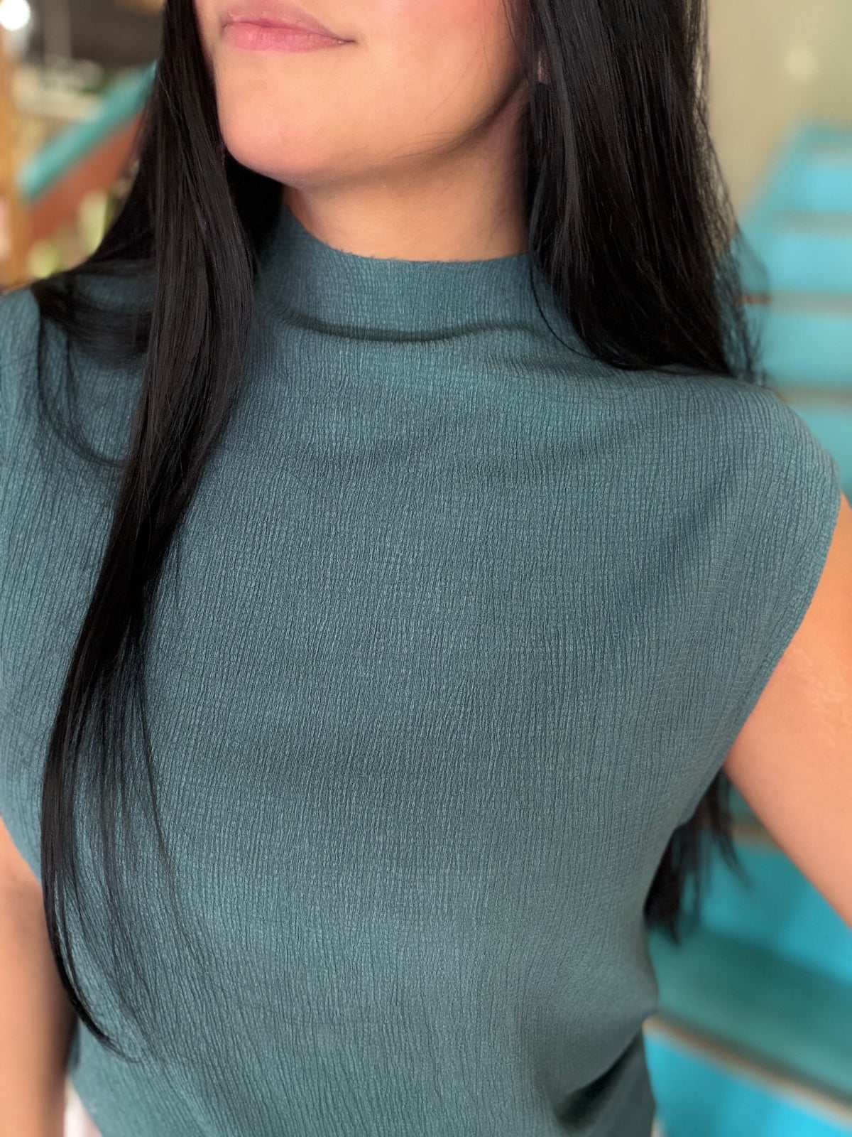Tank Top - Crinkled Teal Green