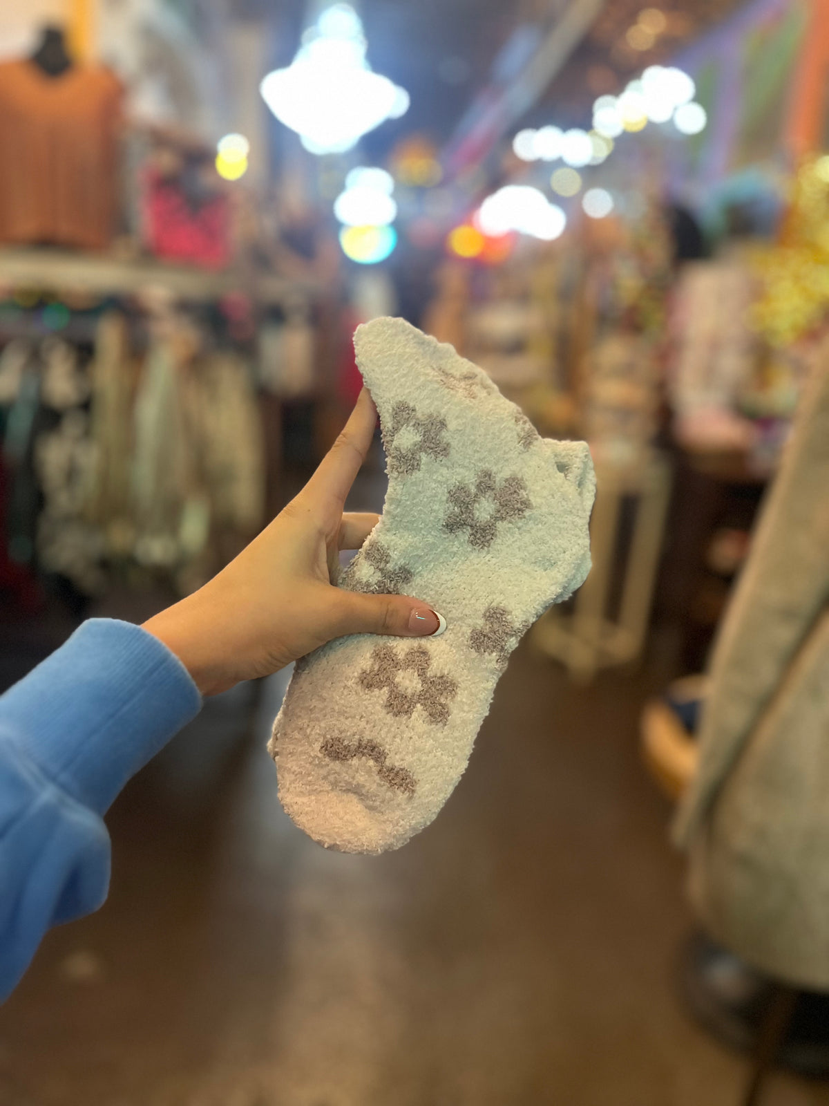 Socks | Daisy Patterned Fleece Fuzzy Socks