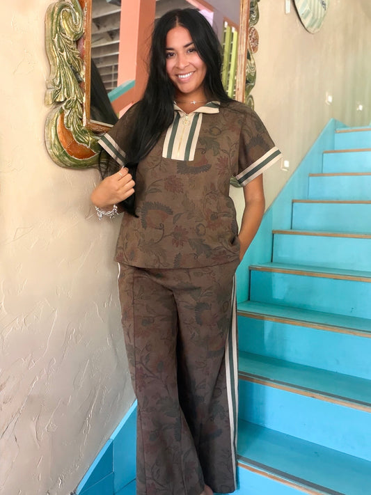 Set - Jodifl Mocha Bloom Quarter Zip
