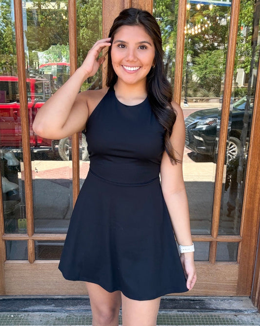 Romper Dress - Halter Neckline Crisscross