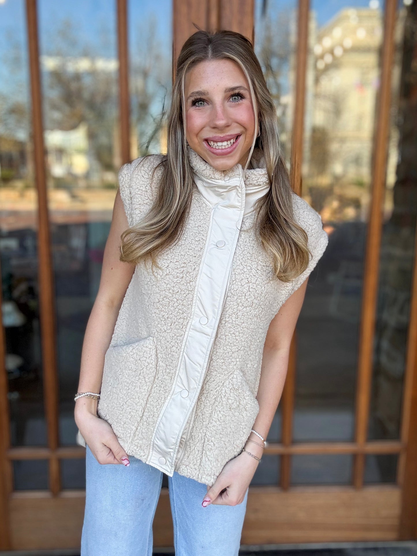 Button Front Plush Vest