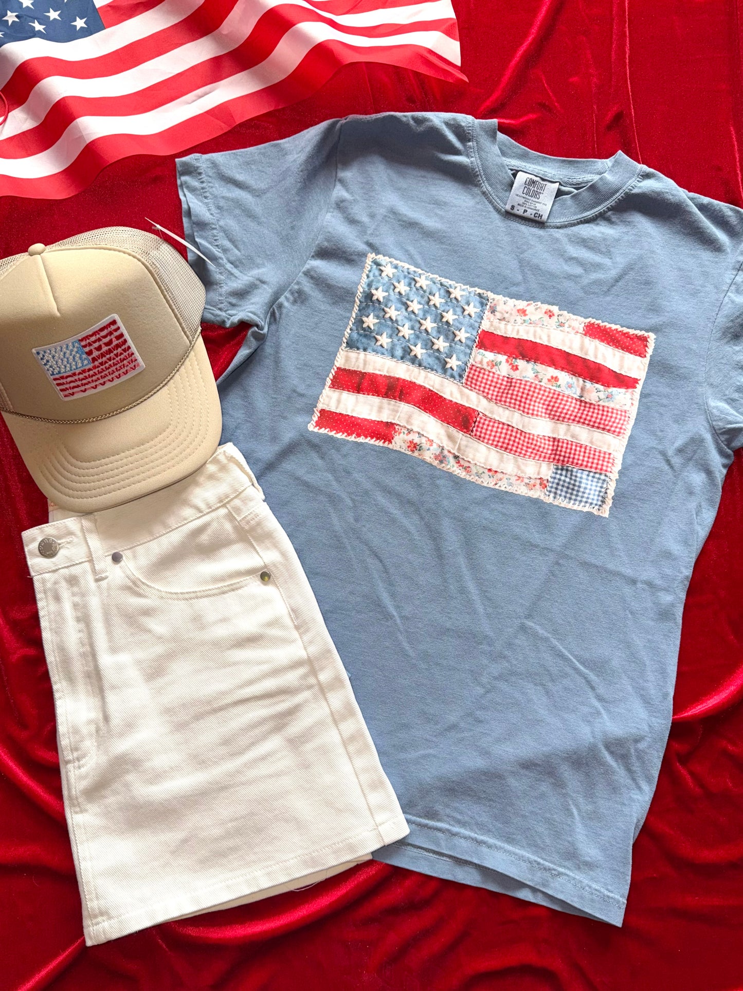 Tee - American Flag Patchwork