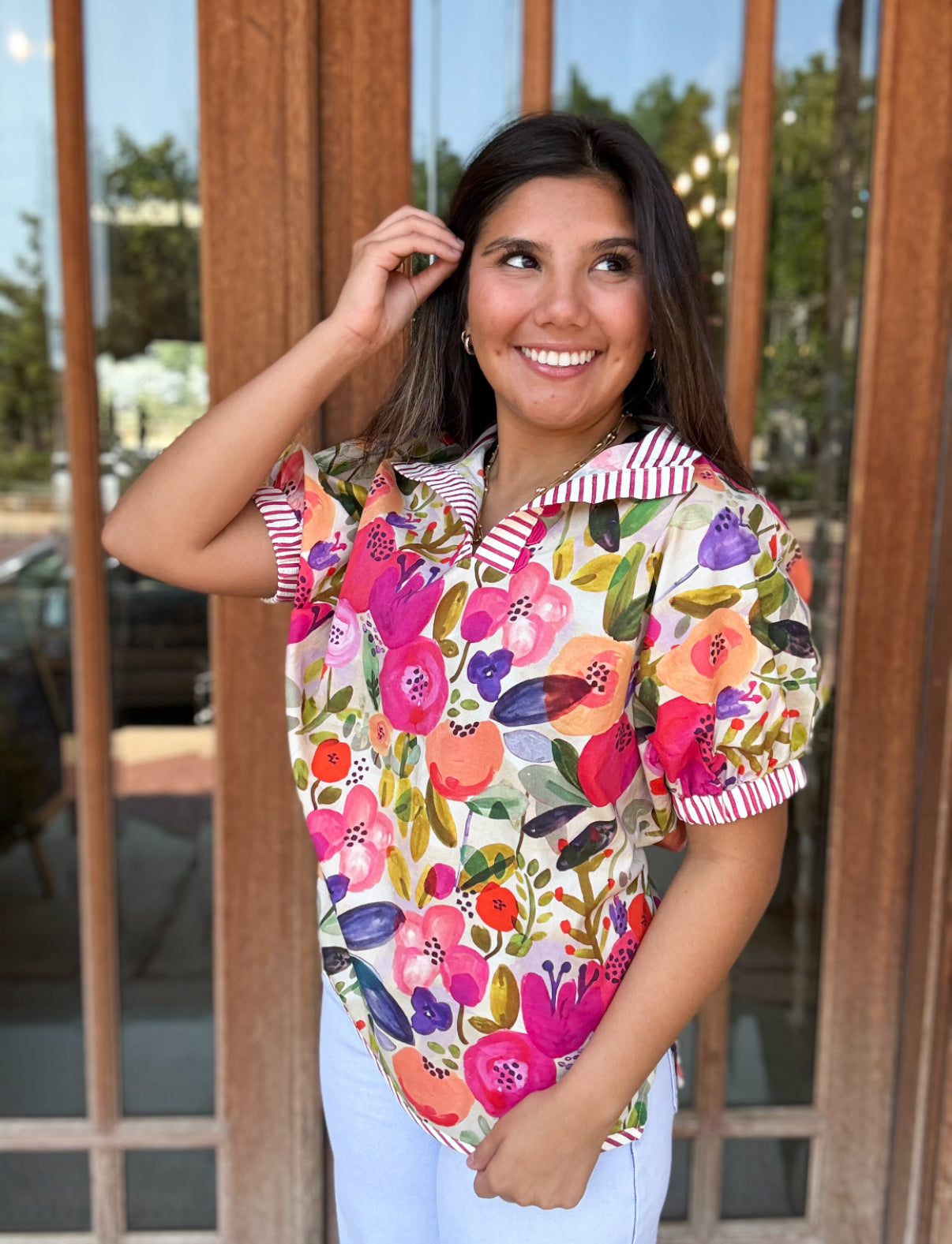 Tops | Blouse Fuchsia Floral Top
