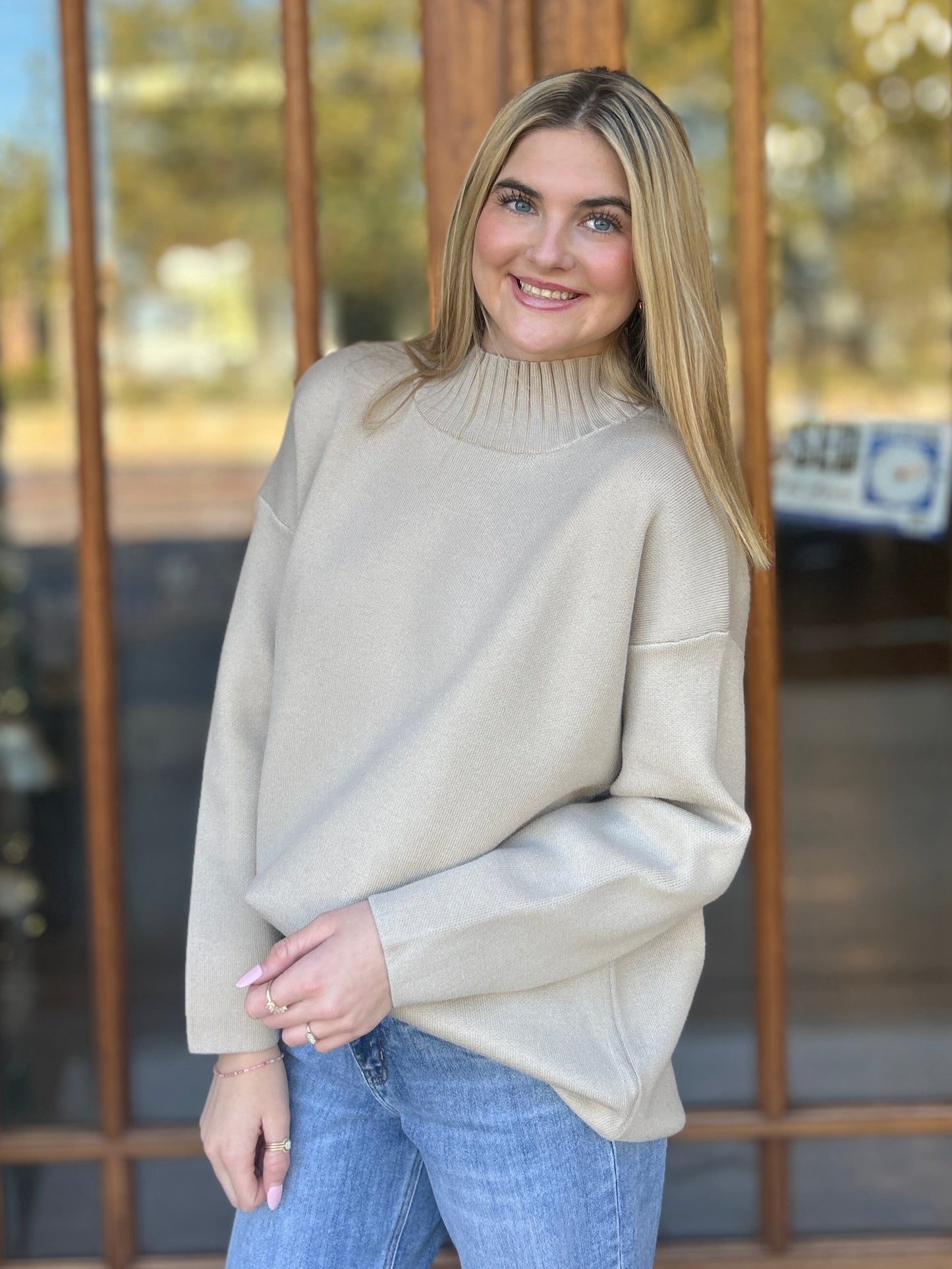 Tops | Sweater Heavy Knit Mock Neck