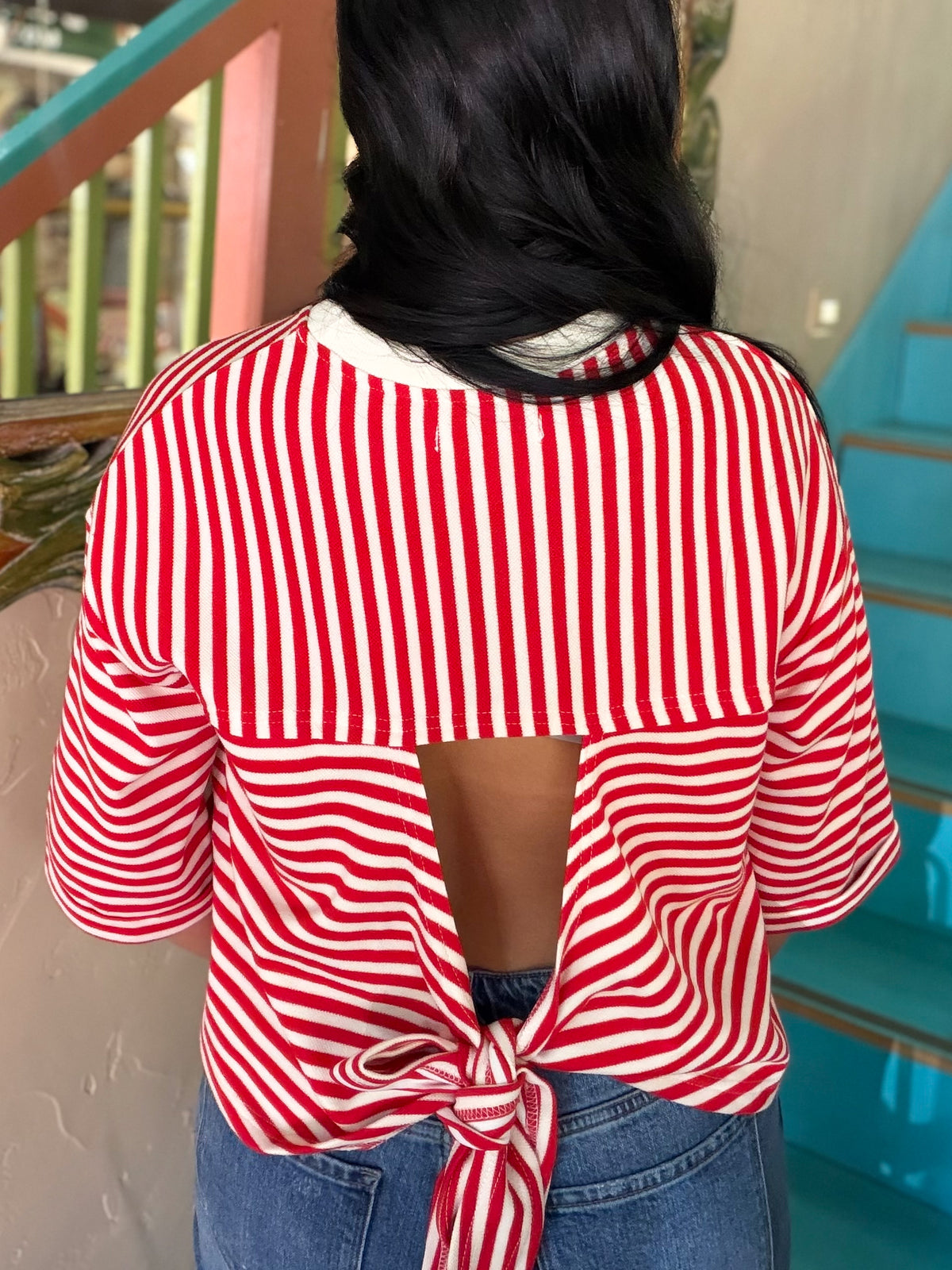 Sweater - Red & Cream Striped Long Sleeve