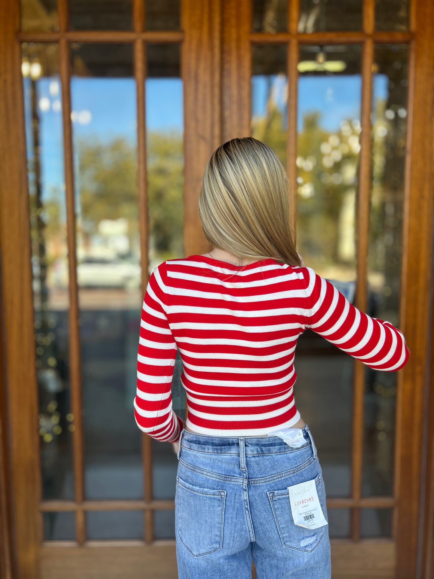 Tops | Sweater Stripe Knitted Boat Neck
