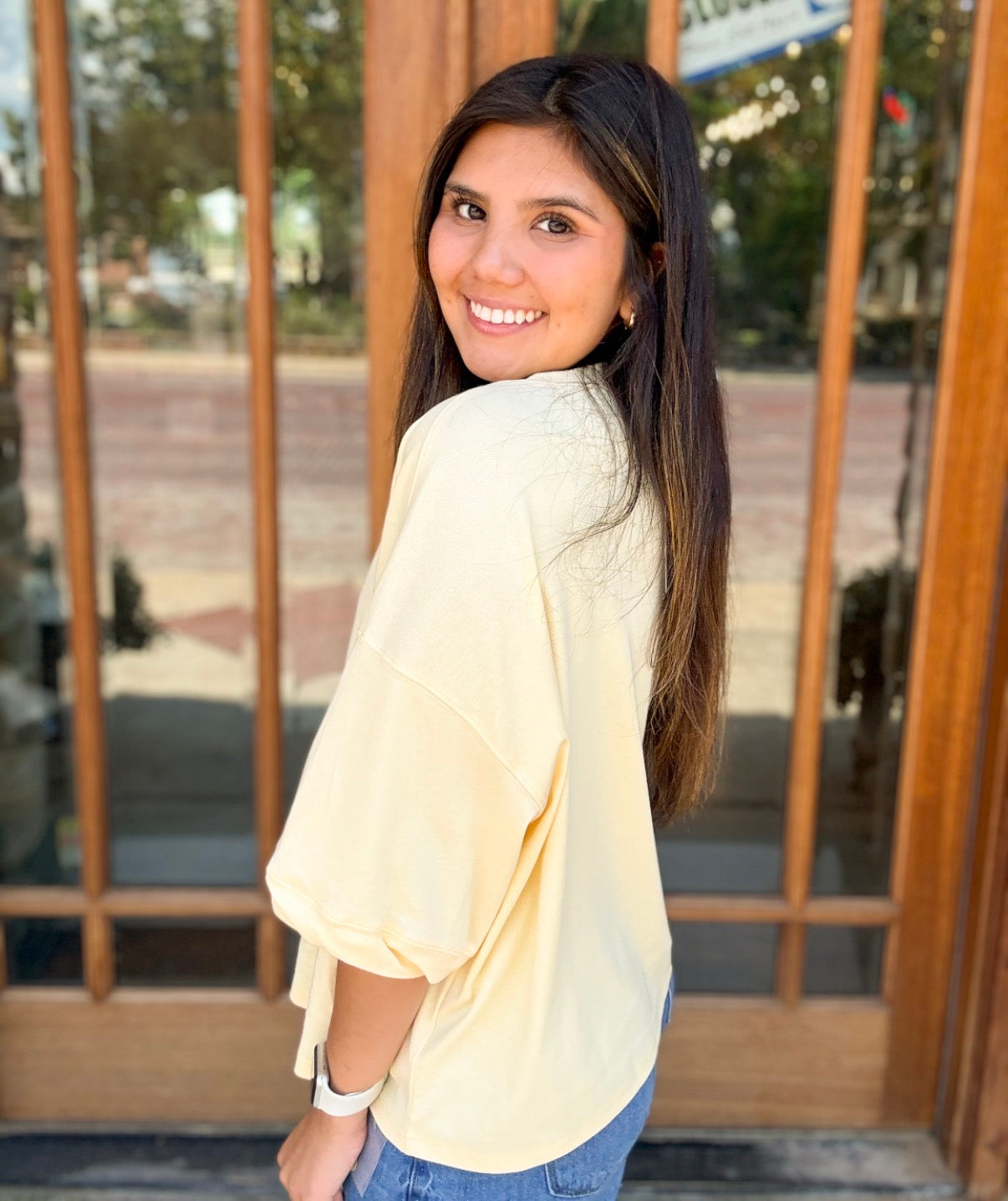 Top - Yellow Oversized Button Front