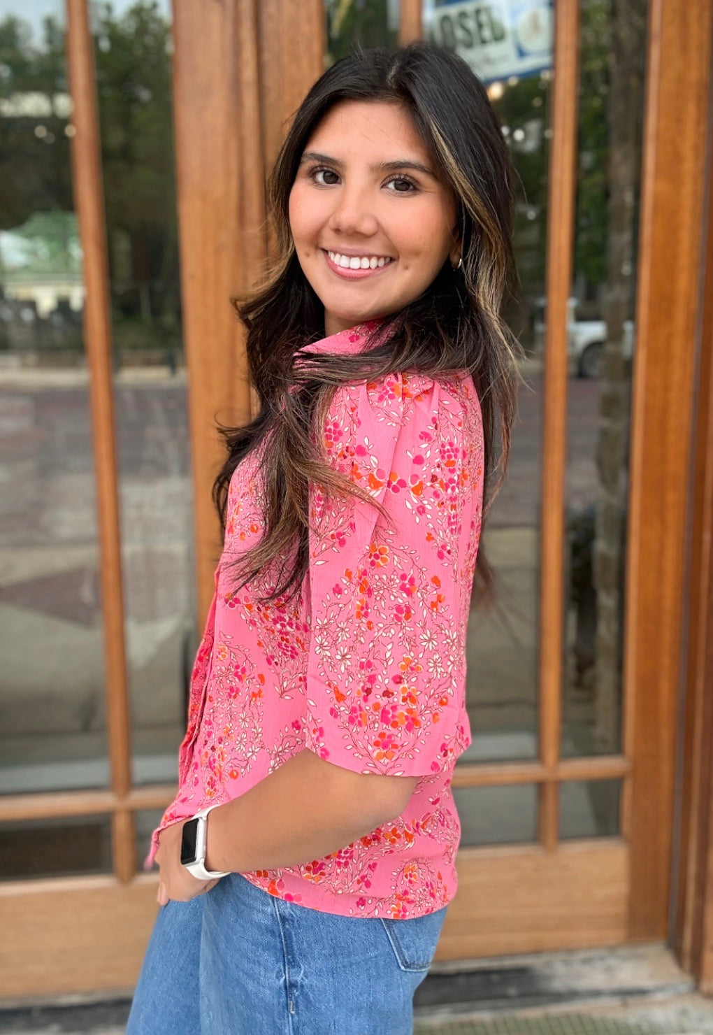 Blouse - Rose Wide Button Up