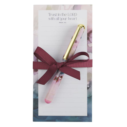 Stationery | Trust in the Lord Magnetic Notepad and Pen Gift Set - Proverbs 3:5