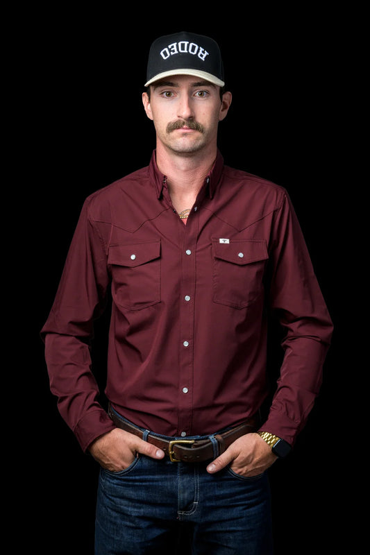 Shirt - Maroon Pearl Snap