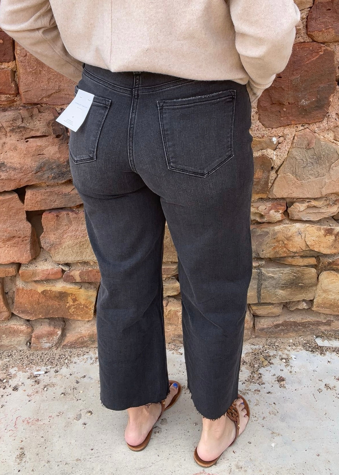 Bottoms | Flying Monkey High Rise Clean Cut Raw Hem Crop Wide Leg