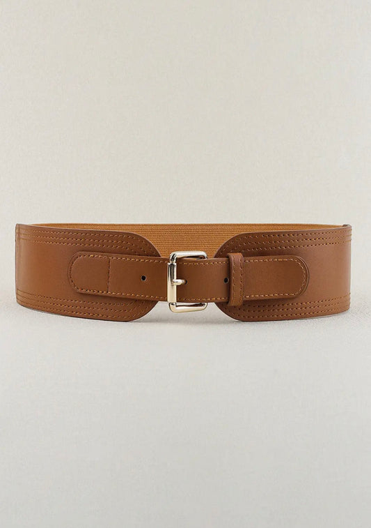 Belt - Caramel Elastic Wide Pu