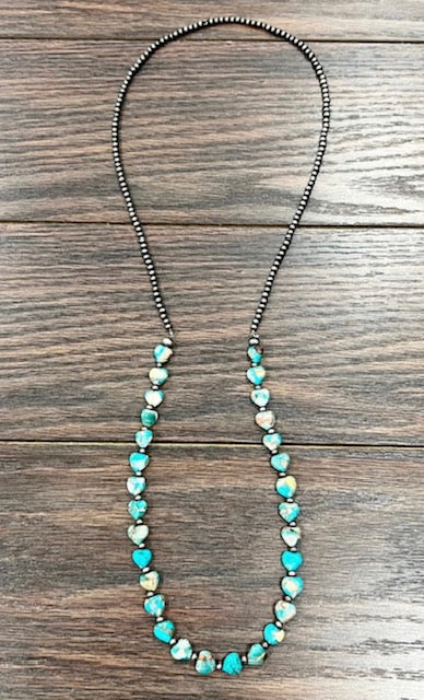 Necklace | Navajo Pearl Heart Gemstone Necklace