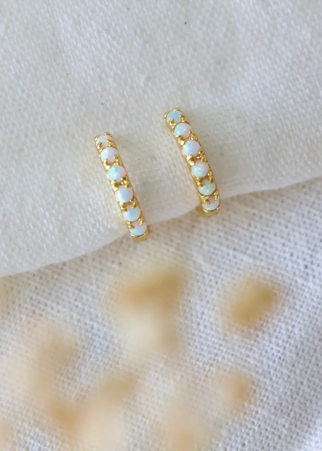 Earrings | Opal Huggie Hoop Earrings (6mm)