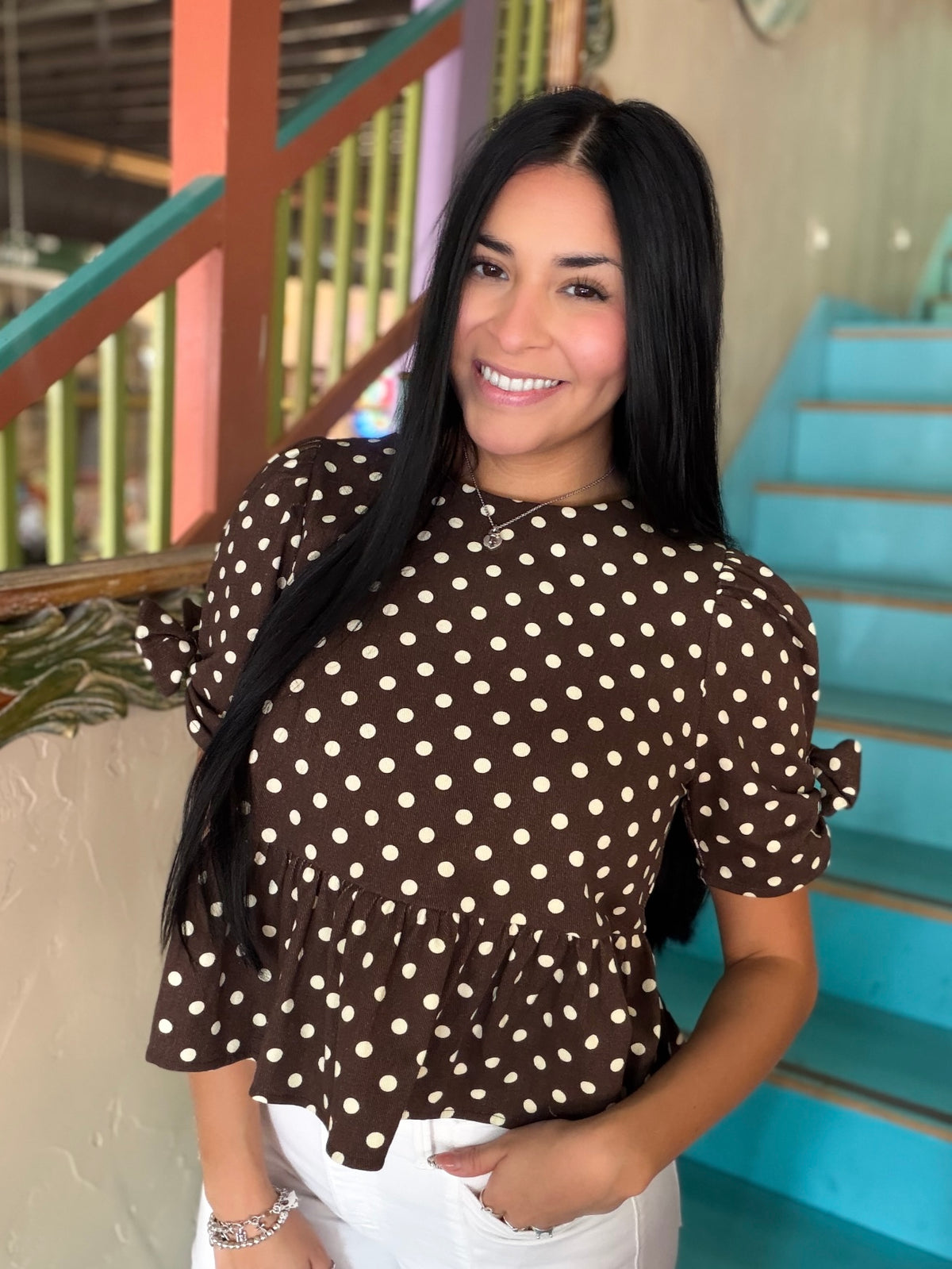 Blouse - Polka Dot Peplum
