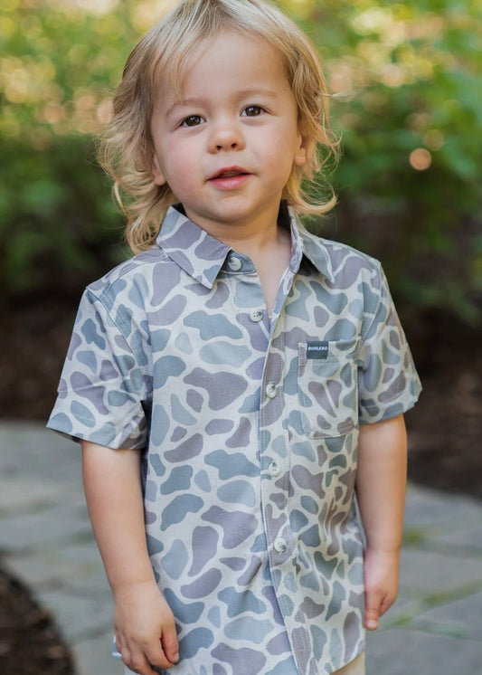 Boys | Burlebo Youth Performance Button Up Classic Deer Camo