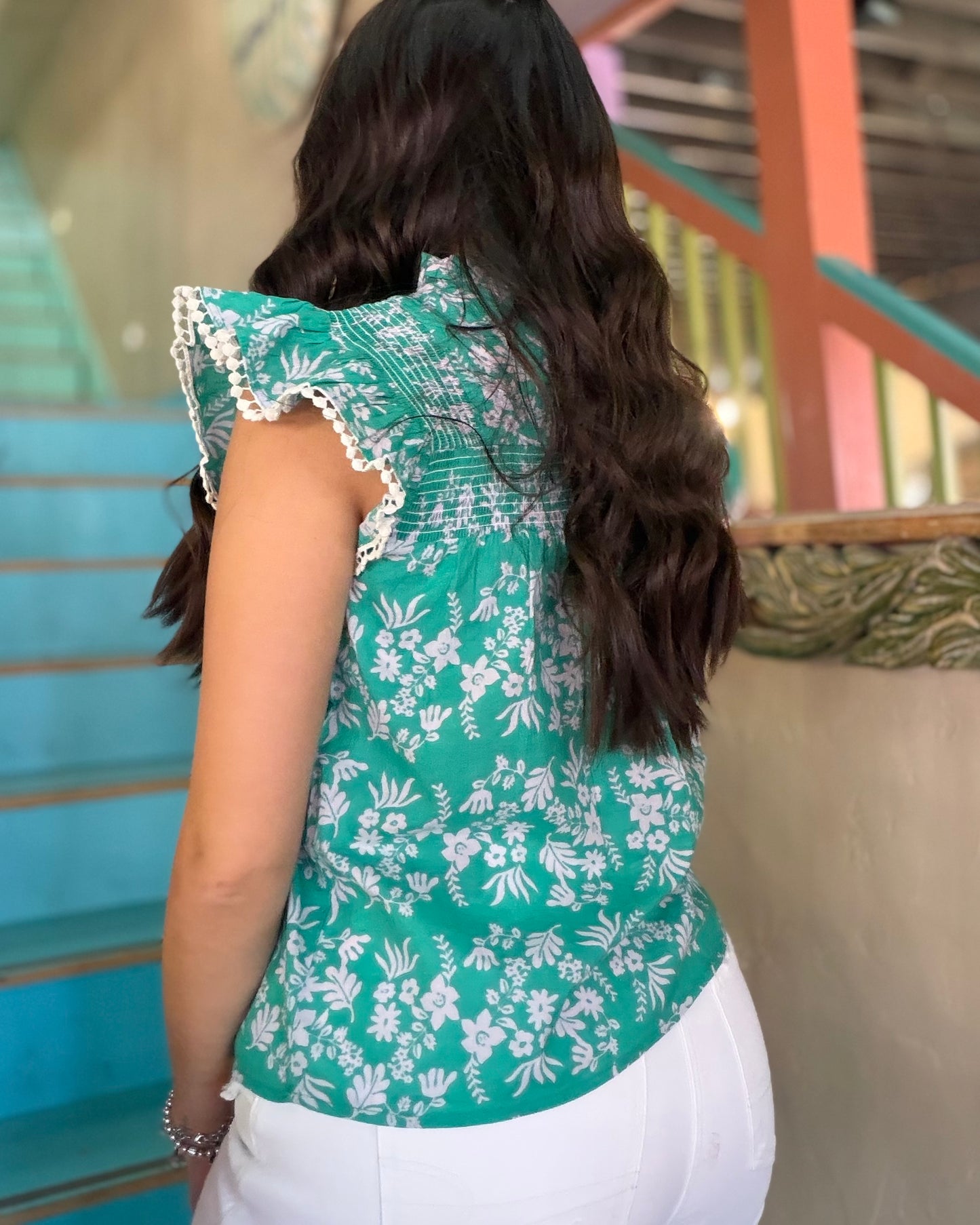 THML Flower Smocked Blouse