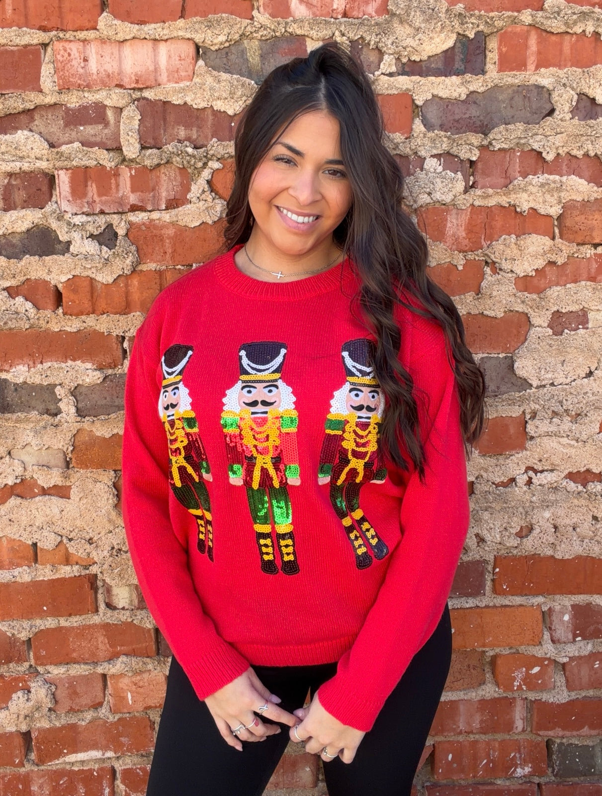 Sequin Nutcrackers Embroidery Sweater