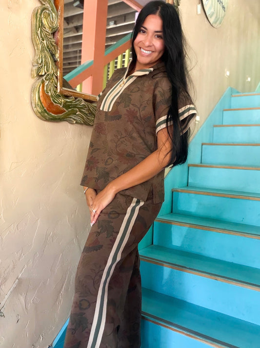 Set - Jodifl Mocha Bloom Quarter Zip