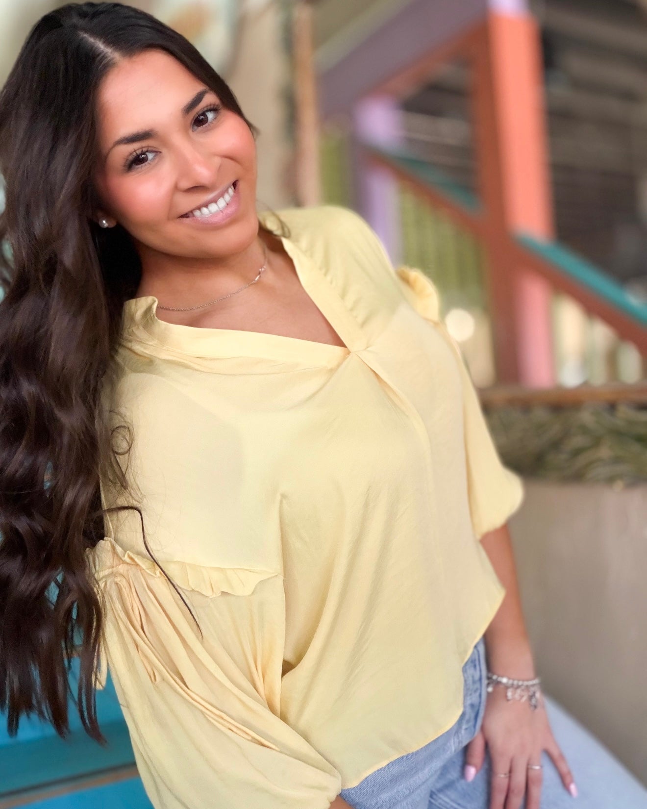 Blouse - Pale Banana Balloon Sleeve