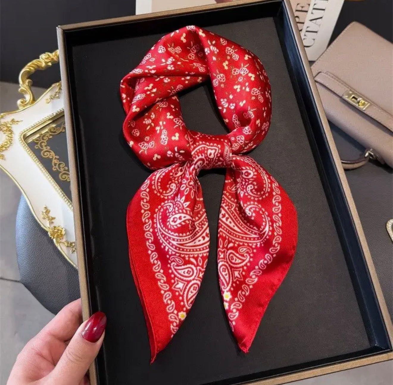 Scarf - Red Paisley Print