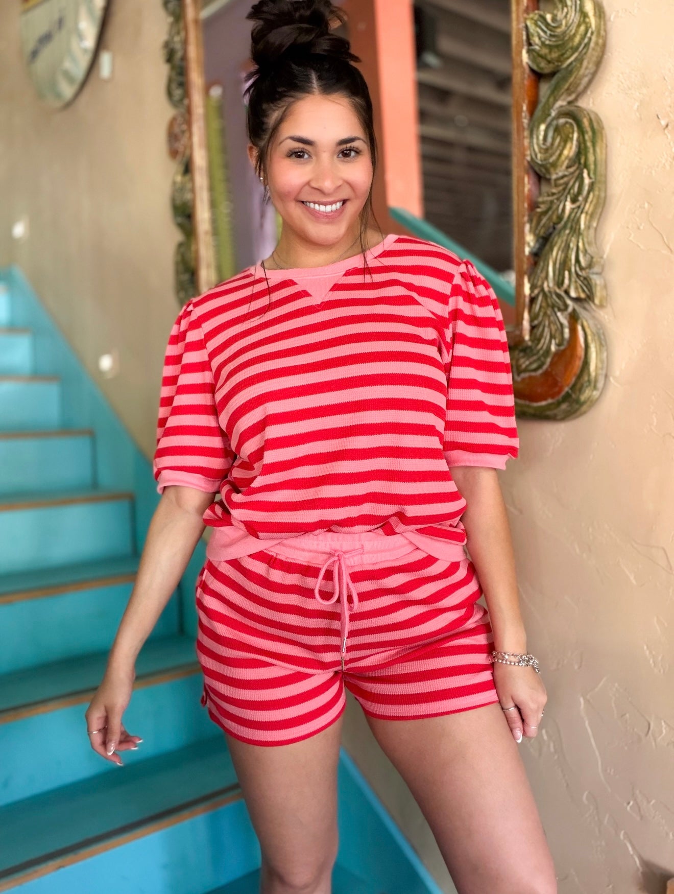 Set - Pink Stripe Puff