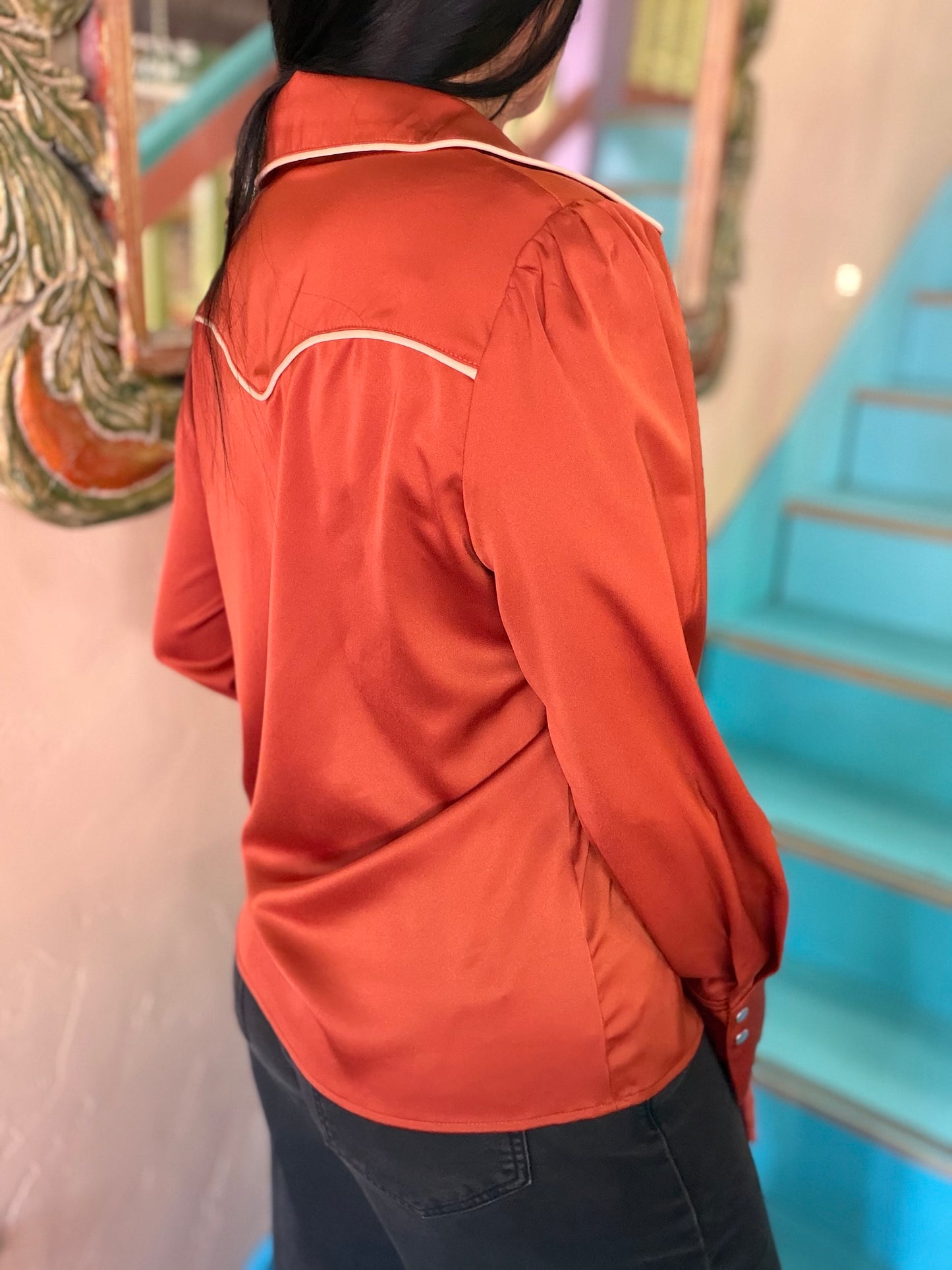 Blouse - Western Silky Button Front