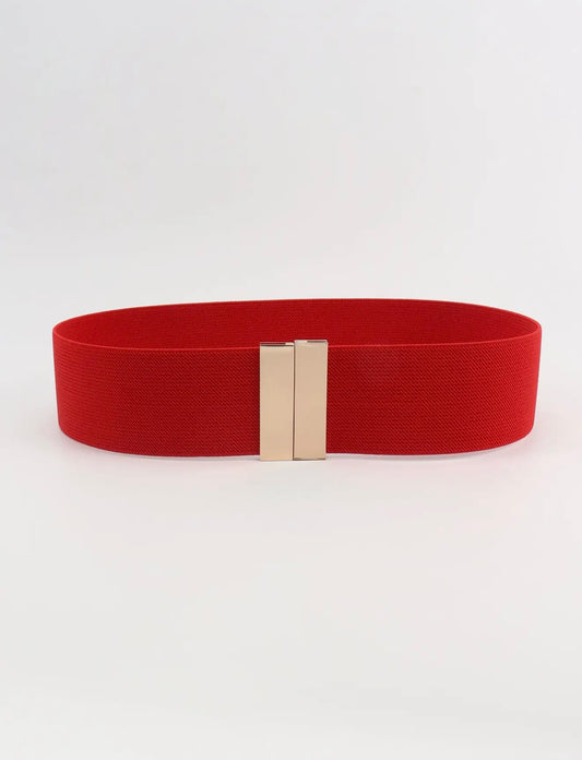 Belt - Red Alloy Buckle Elastic